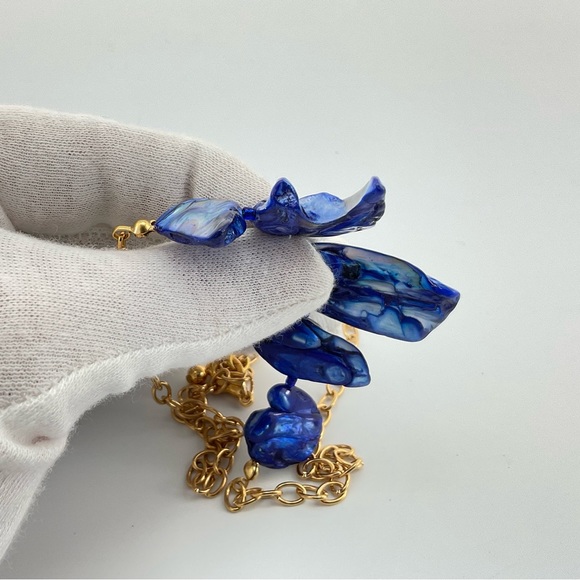 New Baroque Pearl Necklace, Handmade, Double-Triple Stick Pearls, Gold Plate - Picture 9 of 12